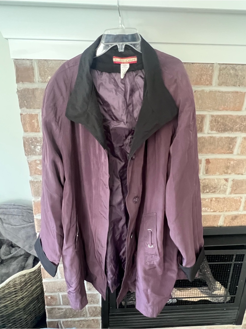 Haband Purple Trench Coat with Black Collar